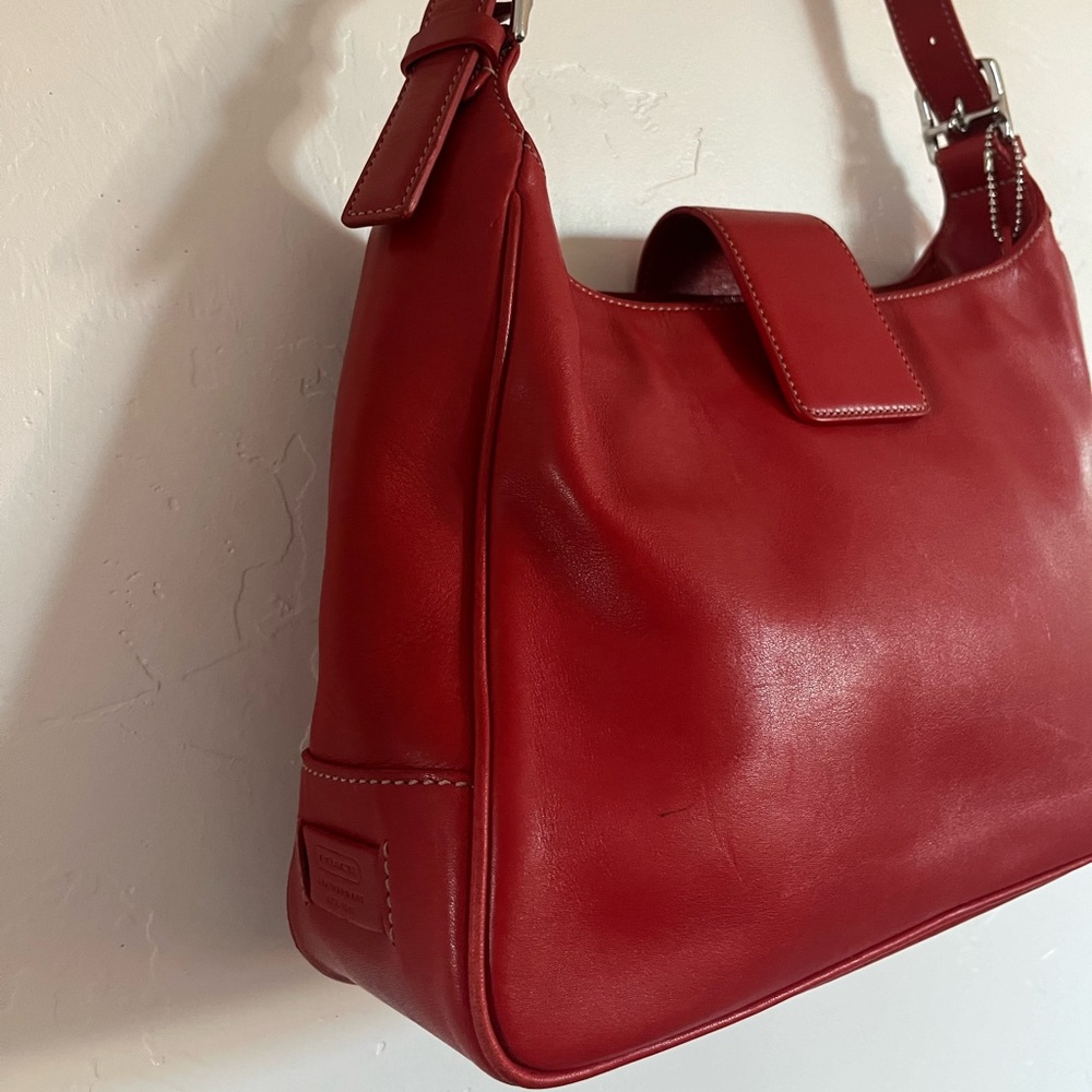 Vintage Y2K Coach Legacy Hampton Red Leather Shoulder Bag 7783 90s - Picture 4 of 15